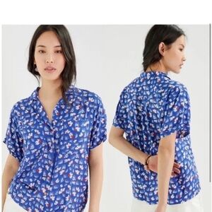Anthropologie Maeve Bon Voyage Floral Button Up‎ Shirt- Small
